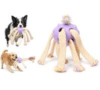 JCHIEN Joanie Pieuvre avec Balle en Caoutchouc Violet/Jaune 46x16x11CM