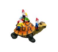 Jcksqkds Tortue de Jardin en Résine Artisanale, Figurine de Tortue, Statue de Tortue, Décoration Extérieure, Assis sur Une Tortue