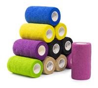 JCLIFE Bande Cohésive, 12 Rouleaux Bande Adhésive Elastique de 10 cm x 4.5 m - Bandage Cohesif pour Poignet Cheville et Gonflement (Multicolore)