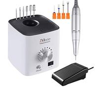 JCMASTER Ponceuse à Ongles Professionnelle 30000 tr/min avec 10 Embouts, Commande à Pédale, Silencieuse, Noir