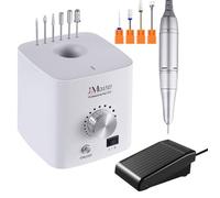 JCMASTER Ponceuse à Ongles Professionnelle 30000 tr/min, Set Premium avec 10 Embouts, Commande à Pédale, Silencieuse