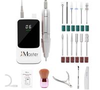 JCMASTER Ponceuse à Ongles Professionnelle 35000 tr/min, Lime Électrique Rechargeable Portable avec 12 Embouts, Blanc