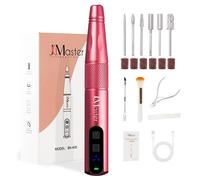JCMASTER Ponceuse à Ongles Professionnelle sans Fil, 11 en 1 Lime Électrique Rechargeable 12500 tr/min, Manucure Pédicure, Rouge