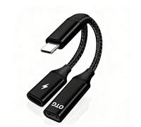 JCMOYUTY Câble répartiteur audio 2 en 1 USB-C OTG pour DJI Mic Mini, Mic 2, Mic 3 Récepteur mobile, enregistrement audio simultané et adaptateur de charge 5 V pour iPhone 15/16/17 Cordon tressé en