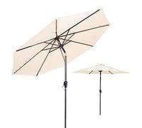 JCNAGXY 2.7m Outdoor Sun Umbrella, Round Patio Umbrella Parasol with Tilt Function, Wine Red, Dark Green, Beige, Khaki, for Beach, Pool, Patio Gardens, Courtyards, Terraces, Sunshade Shelter