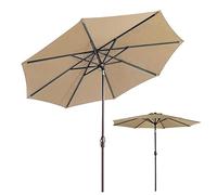 JCNAGXY 2.7m Outdoor Sun Umbrella, Round Patio Umbrella Parasol with Tilt Function, Wine Red, Dark Green, Beige, Khaki, for Beach, Pool, Patio Gardens, Courtyards, Terraces, Sunshade Shelter