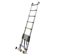 JCNAGXY Échelle d'extension télescopique légère/échelle télescopique de 4,6 m/5,8 m/6,2 m/8 m avec Crochets, échelle Droite antidérapante Robuste pour Garage Camion, Alliage d'aluminium
