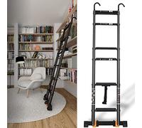 JCNAGXY Échelle télescopique 5,5 m/5,1 m/4,7 m/3,9 m/3,5 m/2,7 m, Extension télescopique Portable avec Crochets stabilisateur, échelle de Grenier Pliante en Aluminium Noir, Charges 150 kg