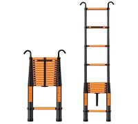 JCNAGXY Échelle télescopique Robuste 8 m/7 m/6 m/5 m/4 m/3,5 m/2,7 m, échelles télescopiques Pliantes en Aluminium Noir avec Crochets pour Toit, Camping-Car, loft, Maison extérieure, Charge 330 LB