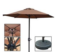 JCNAGXY Garden Parasol Sun Umbrella Patio Brown Windproof Patio Umbrella, Perfect Outdoor Table Umbrella with Crank Lift Handle, 6.6 Feet for Gazebo Dock, UV Protection