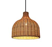 JCNAGXY Indoor Chandelier, Southeast Asia, Natural Rattan Wicker Ceiling Lighting, Single Head Pendant Lamp, Height Adjustable, Balcony Restaurant and Bar Decorative Lighting