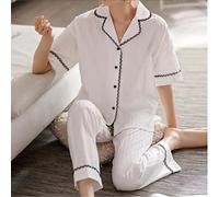 JCNAGXY Long Tail Warm Pjs - Princesse Garçonne pour Femmes Chino De Coton Rayé avec Cardigan en Soie ICY Summer Hiver