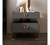 JCNAGXY Table de chevet en bois massif de chambre minimaliste haut de gamme en or blanc avec comptoir en ardoise/table de chevet en bois pour canapé de petite chambre avec comptoir de rangement double