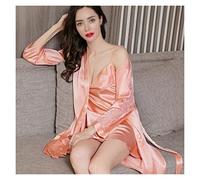 JCNAGXY Tracksuit Real Silk Sleepwear Femme Summer Sling Nightss Sleeping Robes Two-Piece Lace Woman's Robe Sets