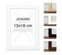 JCNORD Cadre Photo en Bois MDF Blanc de 13x18 cm Avec Verre Plexi Incassable | Cadre Photo Moderne Pour Murs et Tables