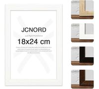 JCNORD Cadre Photo en Bois MDF Blanc de 18x24 cm Avec Verre Plexi Incassable | Cadre Photo Moderne Pour Murs et Tables