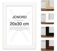JCNORD Cadre Photo en Bois MDF Blanc de 20x30 cm Avec Verre Plexi Incassable | Cadre Photo Moderne Pour Murs et Tables