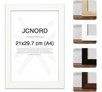 JCNORD Cadre Photo en Bois MDF Blanc de A4 Avec Verre Plexi Incassable | Cadre Photo Moderne Pour Murs et Tables