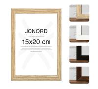 JCNORD Cadre Photo en Bois MDF Couleur Chêne de 15x20 cm Avec Verre Plexi Incassable | Cadre Photo Moderne Pour Murs et Tables