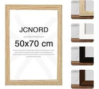 JCNORD Cadre Photo en Bois MDF Couleur Chêne de 50x70 cm Avec Verre Plexi Incassable | Cadre Photo Moderne Pour Murs et Tables