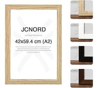 JCNORD Cadre Photo en Bois MDF Couleur Chêne de A2 cm Avec Verre Plexi Incassable | Cadre Photo Moderne Pour Murs et Tables