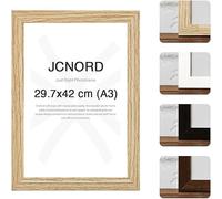 JCNORD Cadre Photo en Bois MDF Couleur Chêne de A3 cm Avec Verre Plexi Incassable | Cadre Photo Moderne Pour Murs et Tables