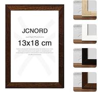 JCNORD Cadre Photo en Bois MDF Couleur Noyer de 13x18 cm Avec Verre Plexi Incassable | Cadre Photo Moderne Pour Murs et Tables