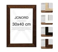 JCNORD Cadre Photo en Bois MDF Couleur Noyer de 30x40 Avec Verre Plexi Incassable | Cadre Photo Moderne Pour Murs et Tables