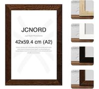 JCNORD Cadre Photo en Bois MDF Couleur Noyer de A2 Avec Verre Plexi Incassable | Cadre Photo Moderne Pour Murs et Tables