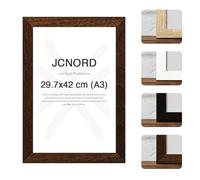 JCNORD Cadre Photo en Bois MDF Couleur Noyer de A3 Avec Verre Plexi Incassable | Cadre Photo Moderne Pour Murs et Tables