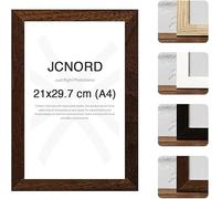 JCNORD Cadre Photo en Bois MDF Couleur Noyer de A4 Avec Verre Plexi Incassable | Cadre Photo Moderne Pour Murs et Tables