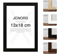JCNORD Cadre Photo en Bois MDF Noir de 13x18 cm Avec Verre Plexi Incassable | Cadre Photo Moderne Pour Murs et Tables