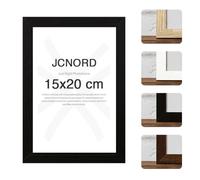 JCNORD Cadre Photo en Bois MDF Noir de 15x20 cm Avec Verre Plexi Incassable | Cadre Photo Moderne Pour Murs et Tables