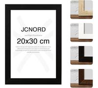 JCNORD Cadre Photo en Bois MDF Noir de 20x30 cm Avec Verre Plexi Incassable | Cadre Photo Moderne Pour Murs et Tables