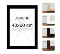 JCNORD Cadre Photo en Bois MDF Noir de 40x60 cm Avec Verre Plexi Incassable | Cadre Photo Moderne Pour Murs et Tables