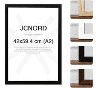 JCNORD Cadre Photo en Bois MDF Noir de A2 Avec Verre Plexi Incassable | Cadre Photo Moderne Pour Murs et Tables