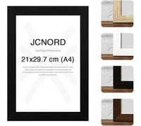 JCNORD Cadre Photo en Bois MDF Noir de A4 Avec Verre Plexi Incassable | Cadre Photo Moderne Pour Murs et Tables