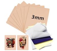 Jconly Kit de 28 feuilles de papier transfert et faux peaux de tatouage 3 mm comprenant 8 feuilles épaisses en silicone double face et 20 pochoirs en papier de tatouage