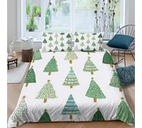 JCOUSDAEO Christmas Trees Housse de Couette 3 pièces Imprimé en 3D Confortable Hand Drawn Festive Linge de Lit avec 2 Taies d'oreiller Super Douce for Adulte Enfants Filles Super King（260x220cm）
