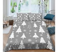 JCOUSDAEO Christmas Trees Parure de Lit 3 pièces Microfibre Hypoallergique Imprimé en 3D Léger Blanc Hiver Motif Linge de Lit avec Fermeture Éclair Confortable for Adulte Super King（260x220cm）