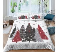 JCOUSDAEO Christmas Trees Parure de Lit Léger Microfibre résistante 3 Pièces 3D Effet Hiver Festive Style Housse de Couette avec 2 Taies d'oreiller Hypoallergique for Adulte Double（200x200cm）