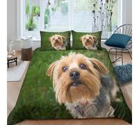 JCOUSDAEO Cute Yorkshire Housse de Couette 3 Pièces Microfibre résistante 3D Imprimée Respirante Pet-Friendly Outdoor Linge de Lit avec 2 x Taies d'oreiller Super Douce for Adulte Double（200x200cm）