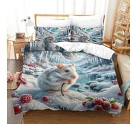 JCOUSDAEO Hamster de Campbell Housse De Couette 3D Impression Parure De Lit Microfibre avec Taies d'oreiller pour Garçons Et Adolescents Double(200x200cm)