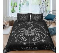 JCOUSDAEO Scorpion Zodiac Housse de Couette Confortable Microfibre Hypoallergique 3 pièces Astrology Mystique Linge de Lit avec 2 x Taies d'oreiller Super Douce for Garçons Filles King（220x240cm）
