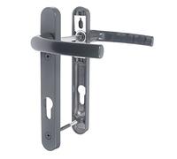 JCP Paire de poignées de porte en uPVC, centre de vis 122 mm, ensemble de ressorts PZ 92 mm, plaque arrière 220 x 30 mm, gris anthracite 7016