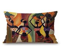 Jcp135 Housses de coussin décoratives pour extérieur de style rustique pour canapé, sofa, lit, femme africaine, 30,5 x 50,8 cm, motif femme africaine