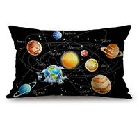 Jcp177 Housse de coussin Motif système solaire Planètes étoiles et Voie lactée Galaxie Espace décoratif Taie d'oreiller 50,8 x 30,5 cm
