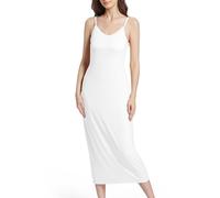 JCQIGOA Fond de Robes Longue Lingerie Femme Modal Jupon sous Robe Bretelles Slip Elégant Chemise de Nuit sans Manches Sexy Fonds de Robe Femme