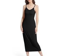 JCQIGOA Fond de Robes Longue Lingerie Femme Modal Jupon sous Robe Bretelles Slip Elégant Chemise de Nuit sans Manches Sexy Fonds de Robe Femme