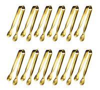 JCREN Lot de 12 pinces de service, petits ustensiles de service pour fêtes, restauration, pinces dorées, mini pinces à apéritif en acier inoxydable 304 de qualité alimentaire pour thé, café, bar